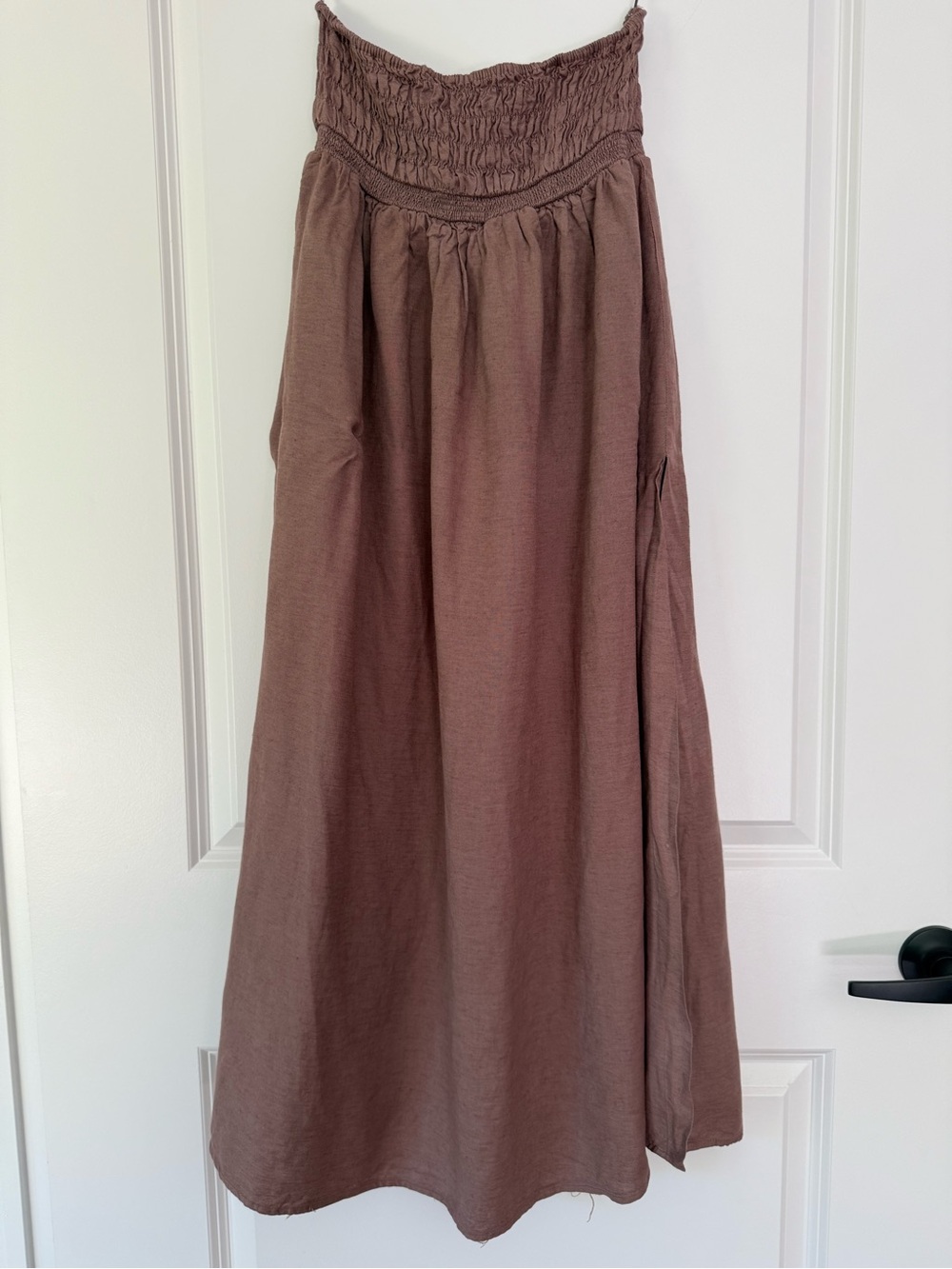 Madison Taupe Smocked Waist Maxi Skirt
